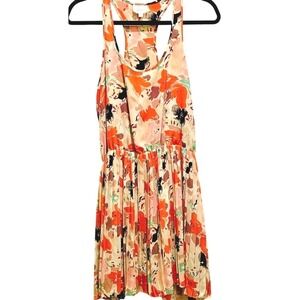 Parker Racerback Pleated Vibrant‎ Floral Print Mini Dress Small - LNWOT